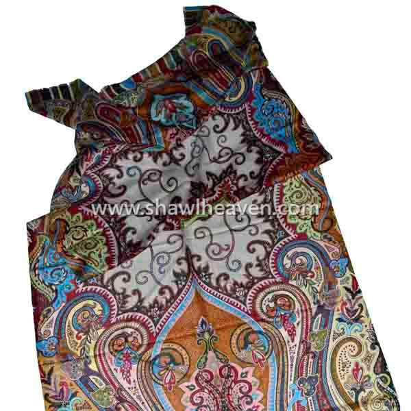 Digital print wool scarves and shawls